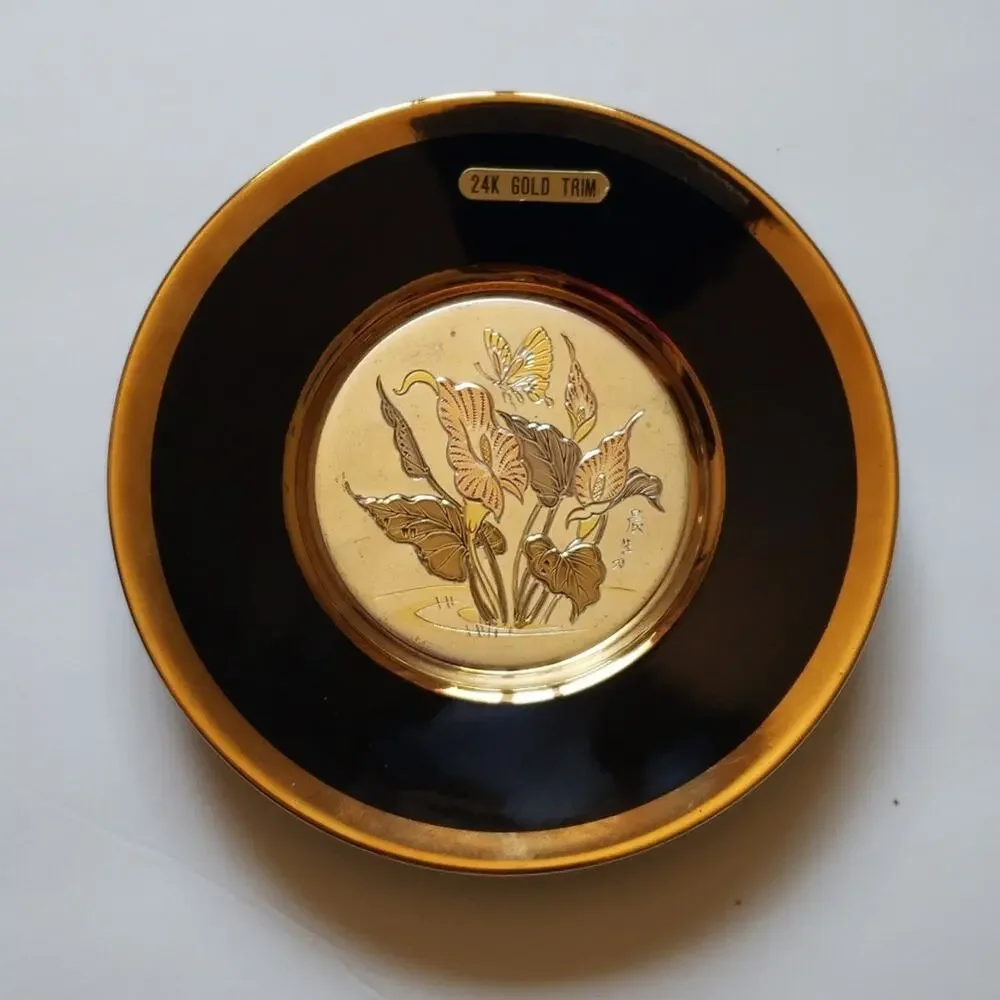 Art of Chokin 24k gold trim Japanese plate - Picture 2 of 5